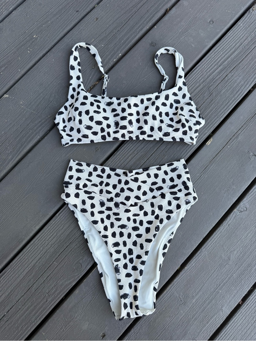 aerie Black & White Spot High-Rise Bikini Bottoms